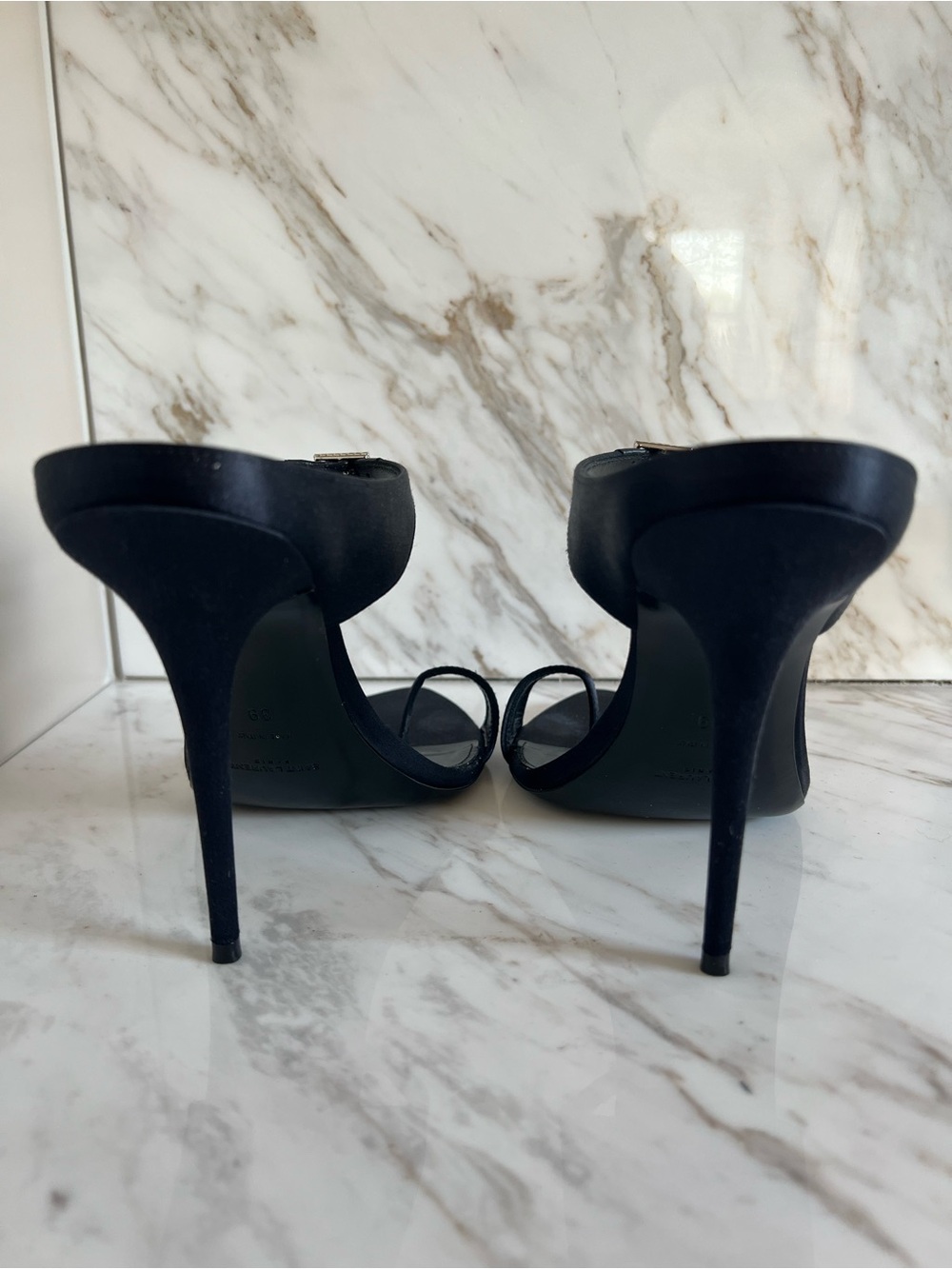 Saint Laurent Raso Régale Navy Satin Crystal Heel Stiletto 39 - Picture 5 of 6